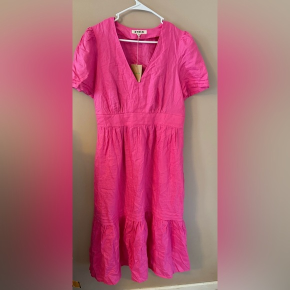 Boden eve midi linen dress pop pansy pink size 12 new with tags. D0849 - Picture 4 of 6